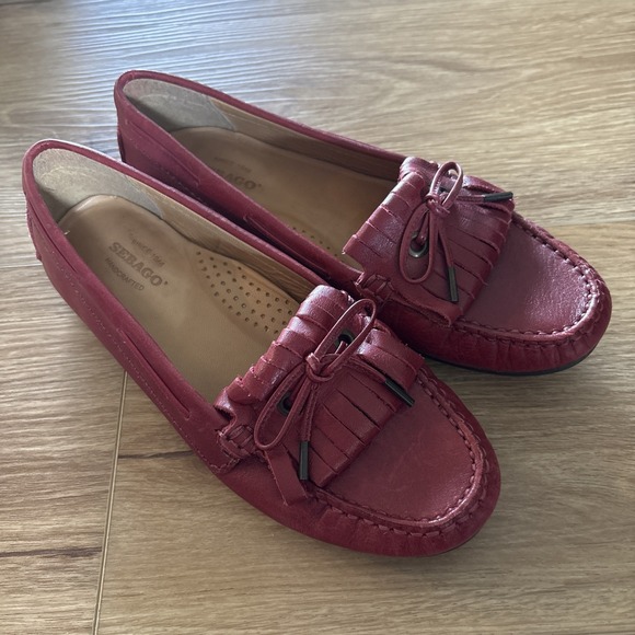 Sebago Meriden Kiltie Women's 5.5 Dark Red Leather Moccasin Slip On Loafers - Picture 1 of 9